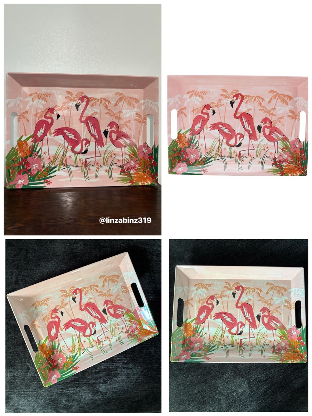 NWT- Stunning- Tropical Pink Flamingo Decorative Serving Tray